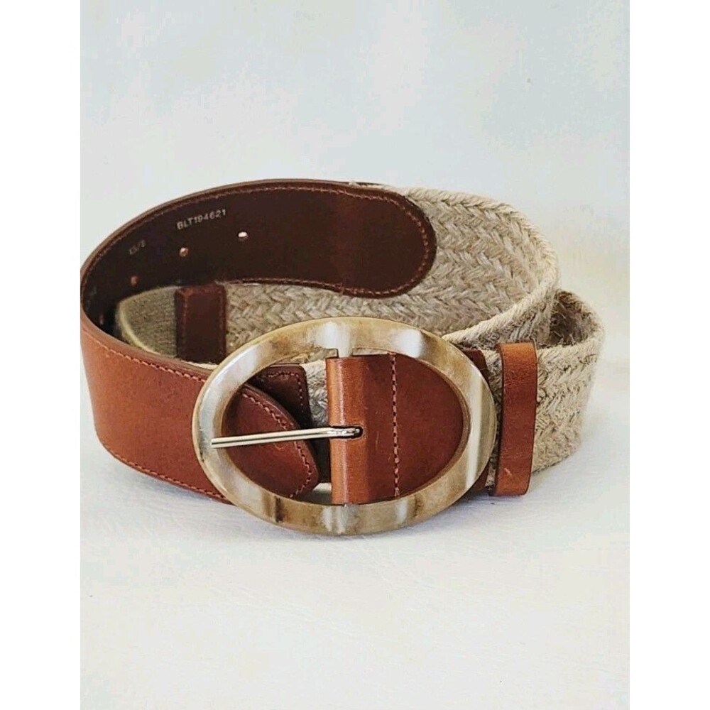 J Jill Belt Natural Jute Genuine Leather Wide Stretch Boho XS/S